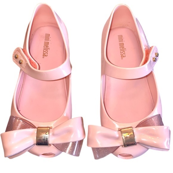 Mini Melissa Other - Mini Melissa Pink Glitter Bow Shoes
